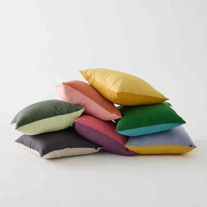 プレミアム リネン ツートン クッション［9色］