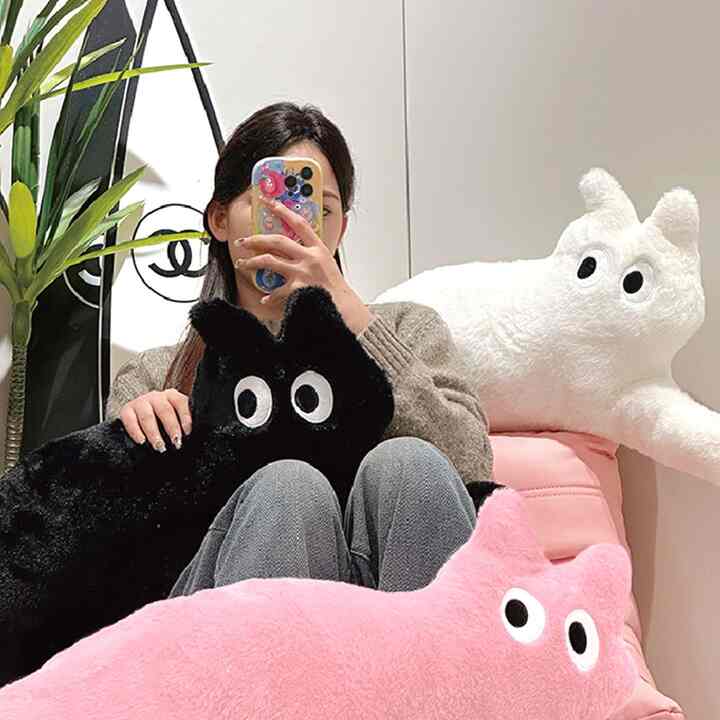 ねこ ロング クッション［4色・2サイズ］