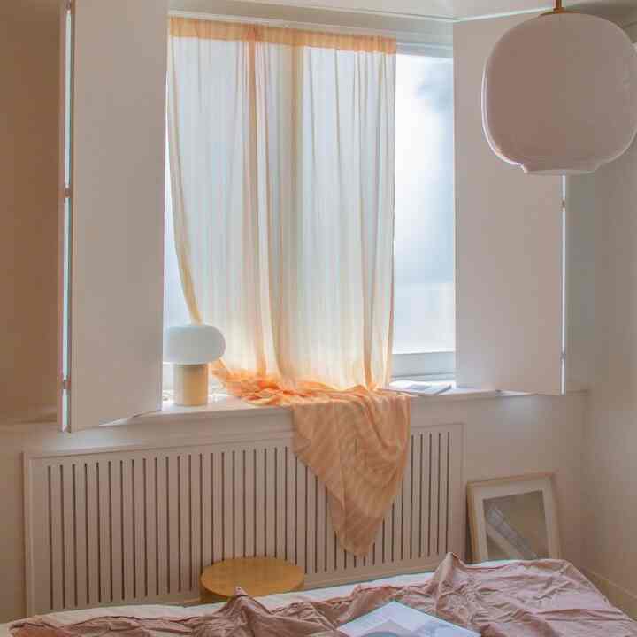 ヴィンテージ ストライプ ピーチ カーテン［3色］