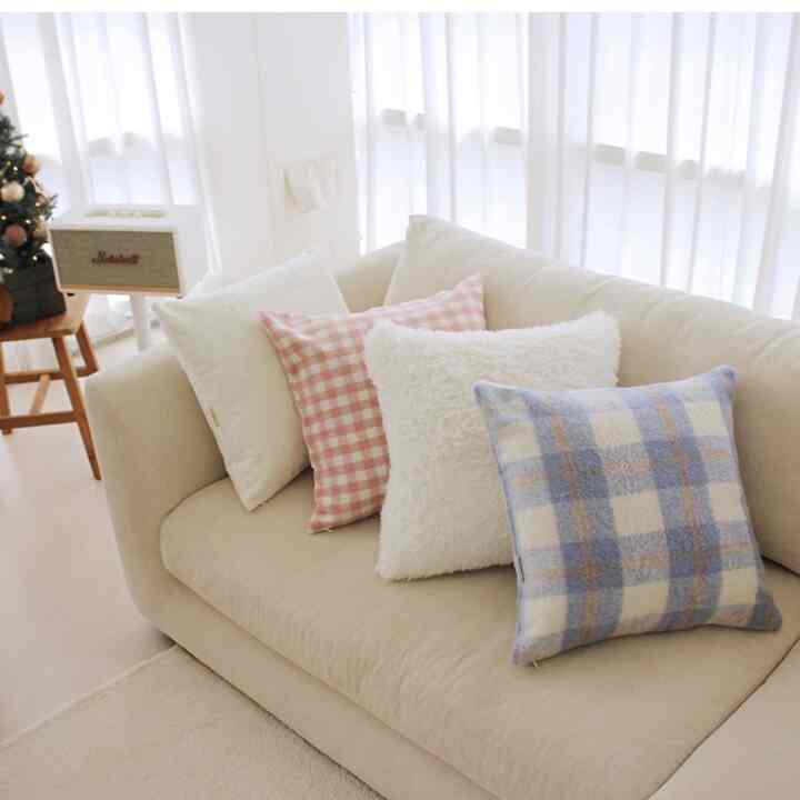 スノーチェックソファクッションカバー［6色・2サイズ］