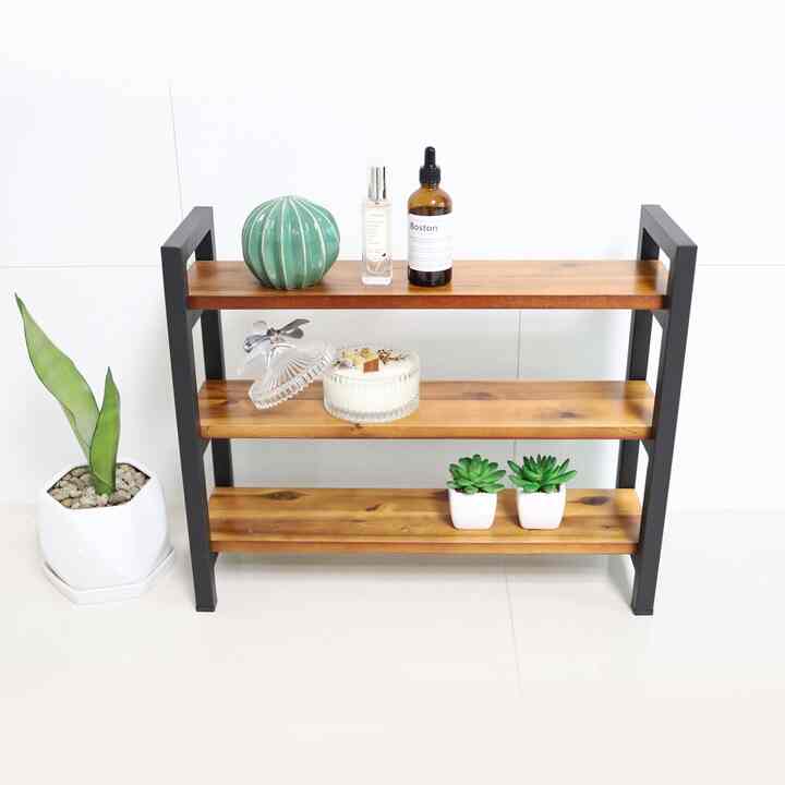 鉄製ウッドミニシェルフ 3段［2色］