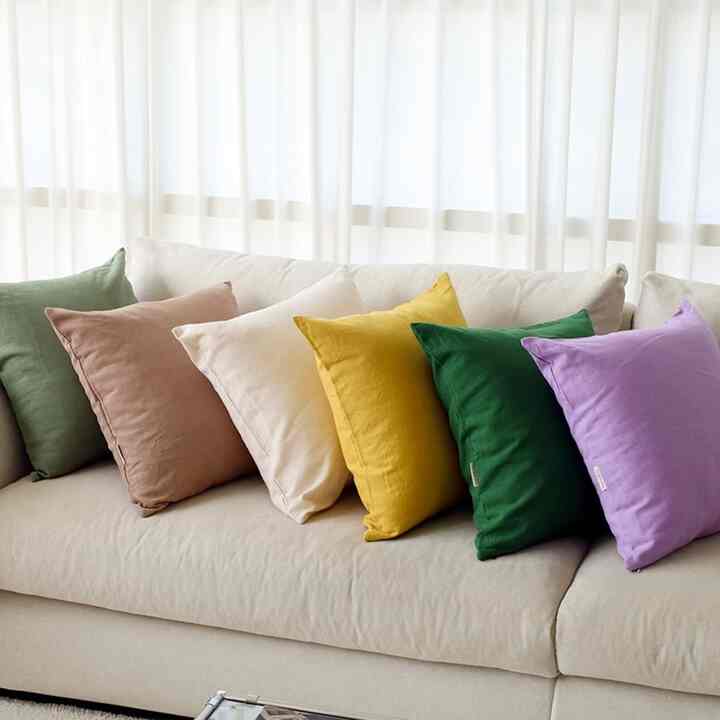 リネン ファブリック ソファ クッションカバー［6色・3サイズ］