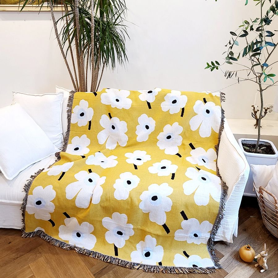 BLANCHE HOUSE ロマンチック イエロー フラワー ソファカバー ラグ