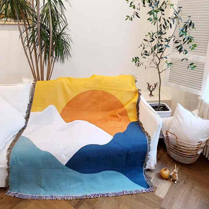 日の出 ソファカバー ラグ ブランケット