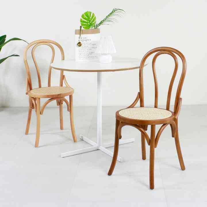 リブ ラタン ウッド チェア ウォールナット 2脚セット