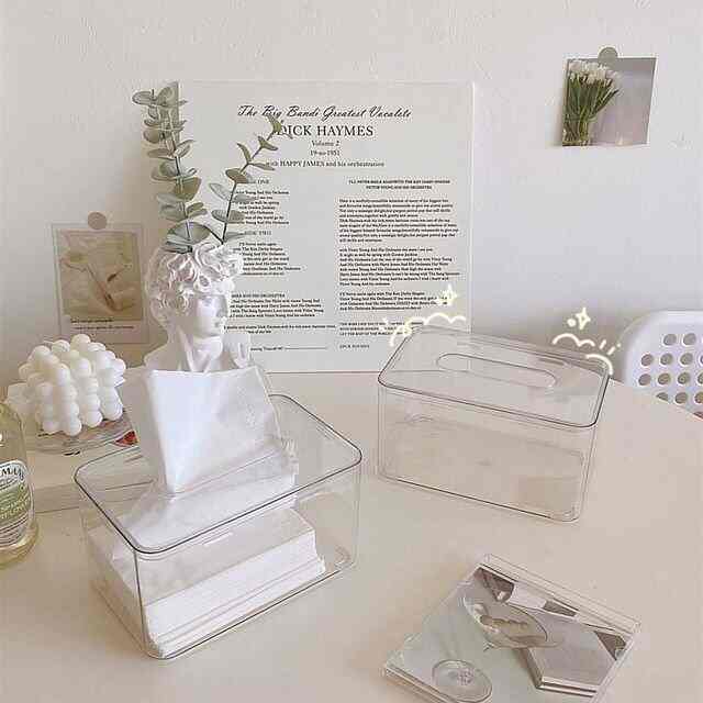 スクエア クリア アクリル ティッシュケース［2色・2サイズ］