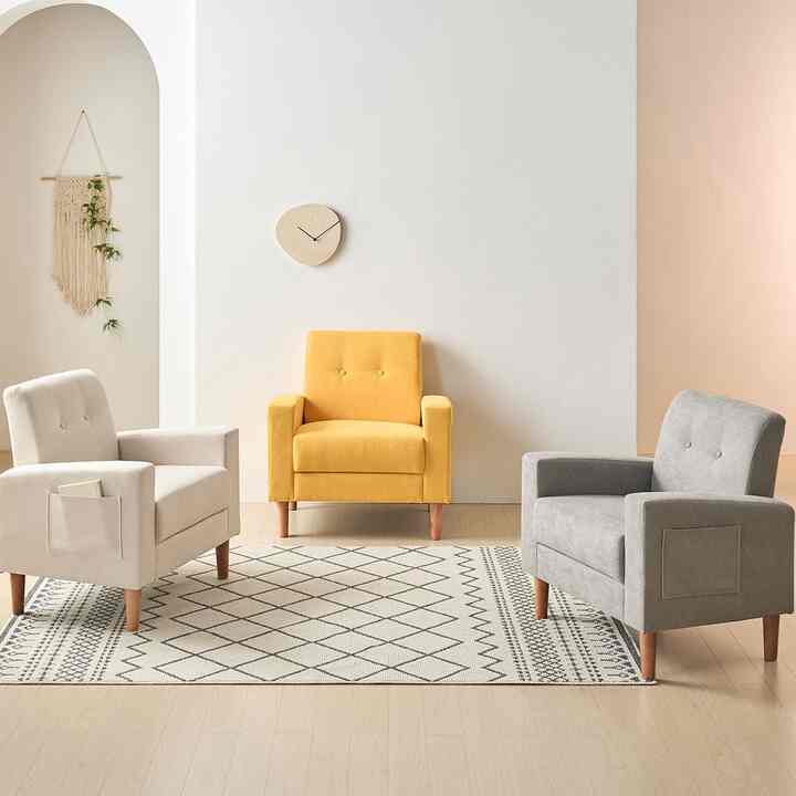 Sally ファブリック 1人掛けソファ［3色］