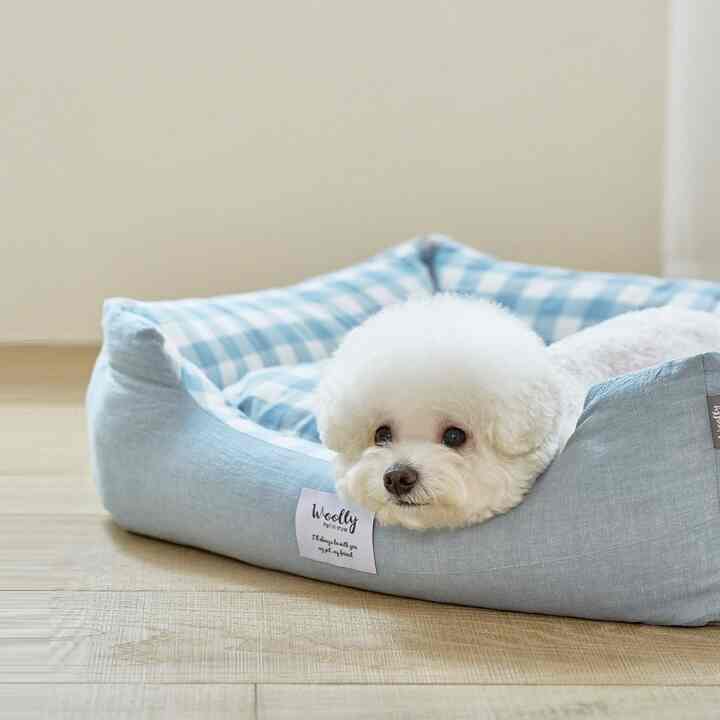 コットン チェック ペット用 四角クッション［2色・2サイズ］