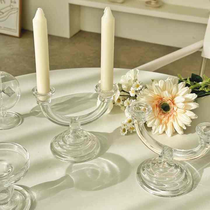 クリスタル ガラス ヴィンテージ テーパー キャンドルホルダー シリーズ デュオ ハーモニー