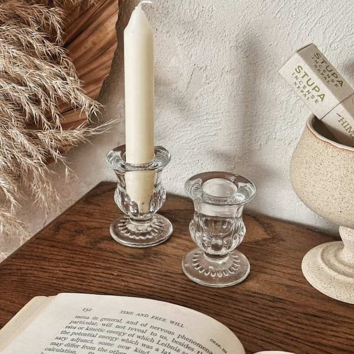 クリスタル ガラス ヴィンテージ テーパー キャンドルホルダー シリーズ チューリップ ミニ