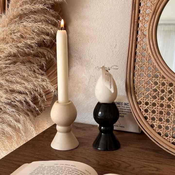 コージー セラミック オブジェ テーパー キャンドルホルダー ビショップ［2色］