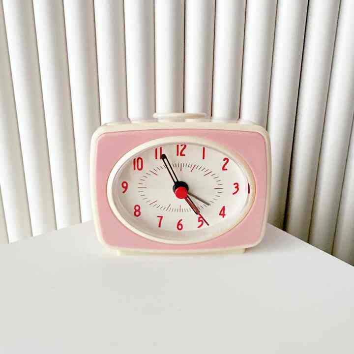 レトロミニ卓上時計 ピンク