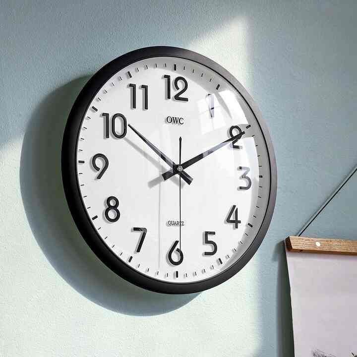 OWC ブラック 静音 壁がけ時計 32cm OT614B