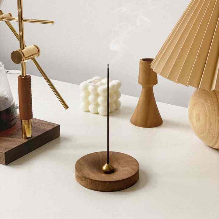 ウォールナット ウッド ゴールド インセンス ホルダー