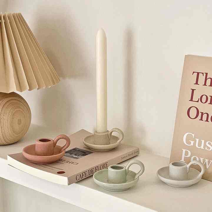 Morandi セラミック キャンドルホルダー ミニ テーパータイプ［4色］