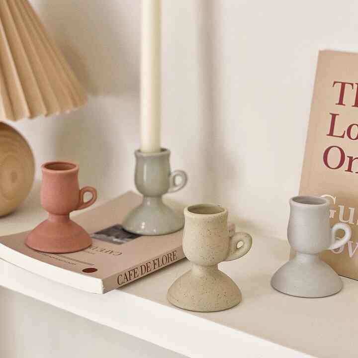 Morandi セラミック キャンドルホルダー ロング テーパータイプ［4色］