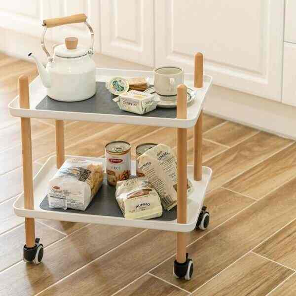 ウッド ホワイト キャスター付き ラック［2サイズ］