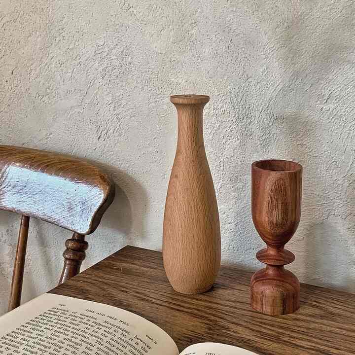 ウッド オブジェ 花瓶 6タイプ ミディアム A
