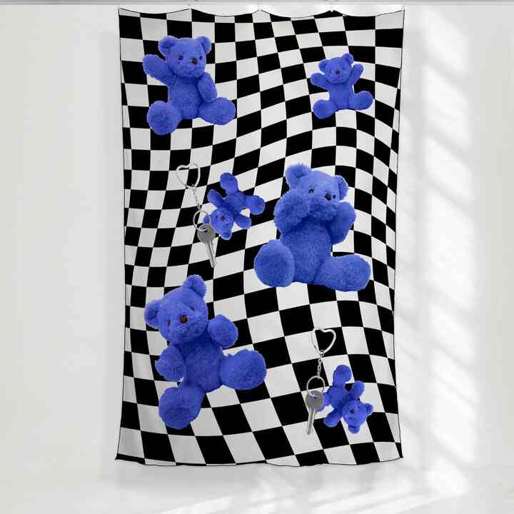 ファブリックポスターカーテン blue bear［2サイズ］