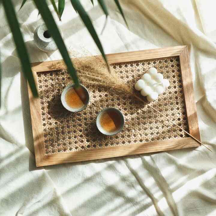 ラタン ウッド トレー