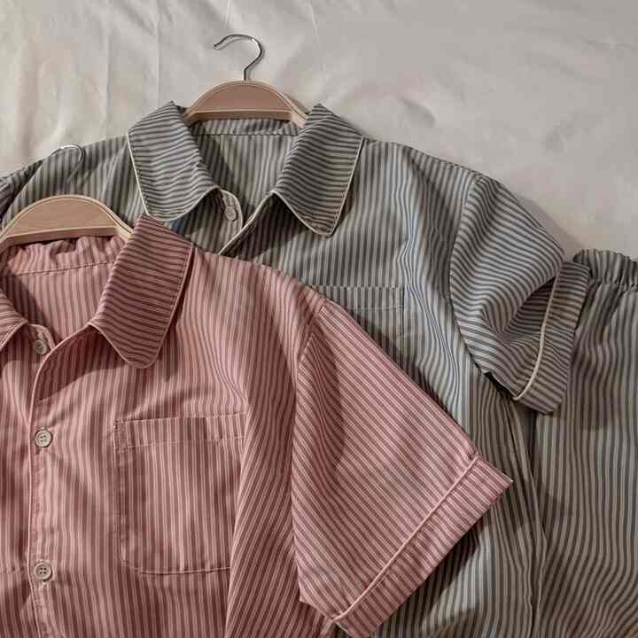 J'eu GREEK ストライプ 半袖 パジャマセット［2色・2サイズ］