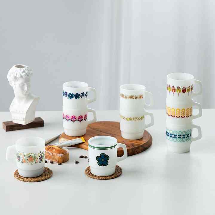 半透明 ミルクガラスマグカップ 220ml［12種］