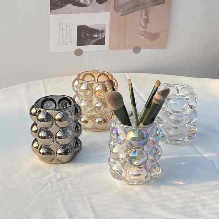 透明ガラスペン立て［4色］