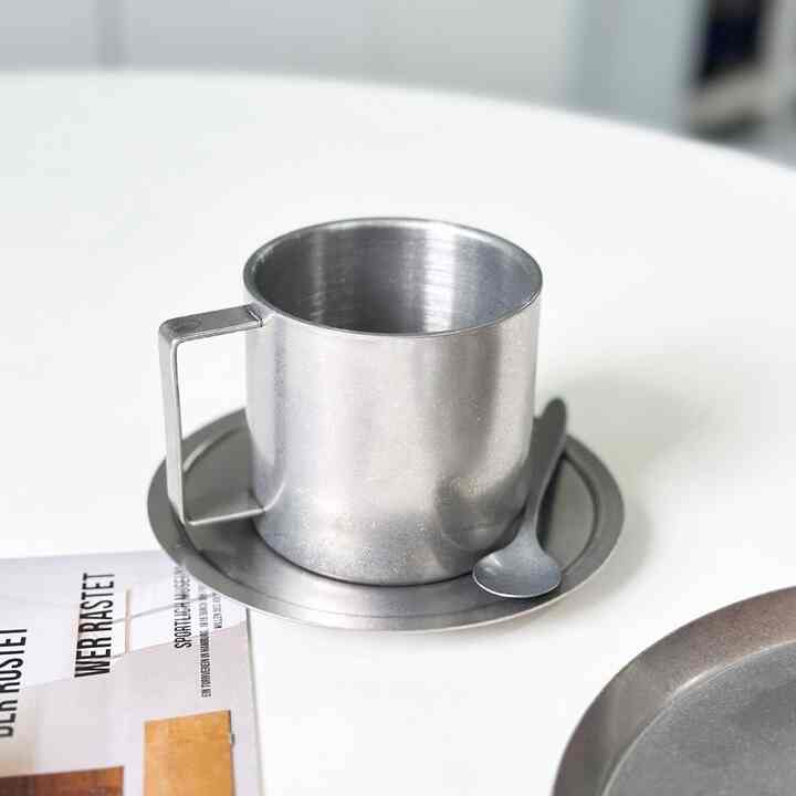 Agueda ヴィンテージ ステンレス ラテカップセット
