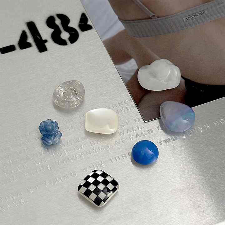 コバルトブルーチェック マグネット 7点セット