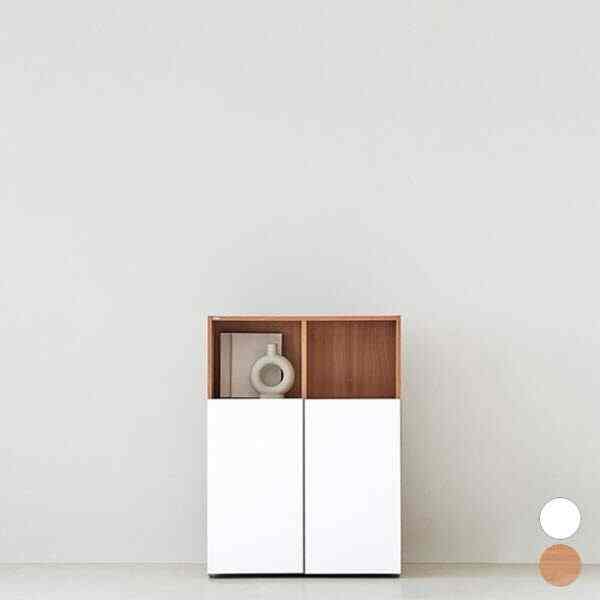 QUATTRO 3段 本棚 ドア付き 80cm［3色］