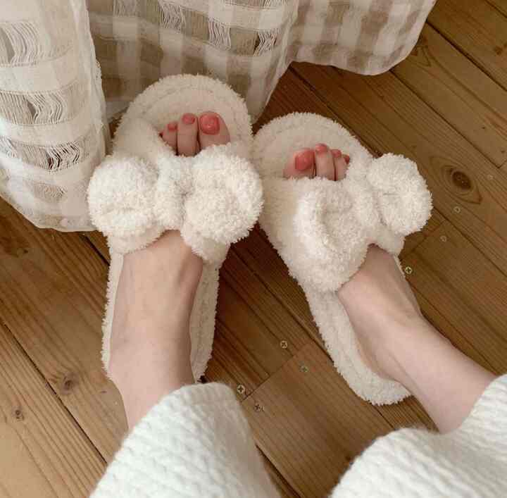 リボン ブークレ ルームシューズ［3色・3サイズ］