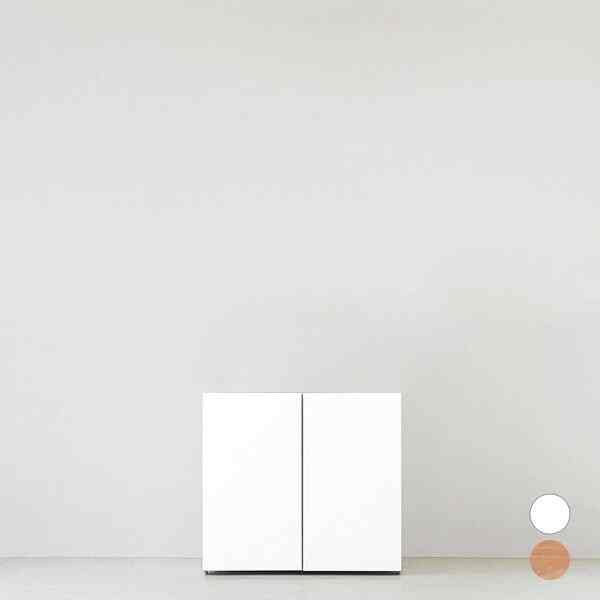 2段 QUATTRO 本棚 ドア付き 80cm