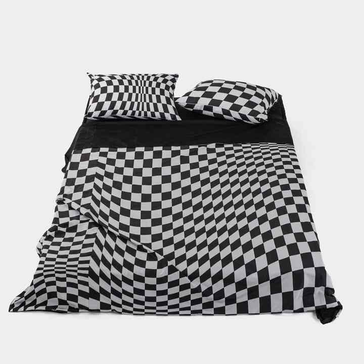 ウェーブチェッカーボードアレルギーケア 布団カバーセット［4色・2サイズ］