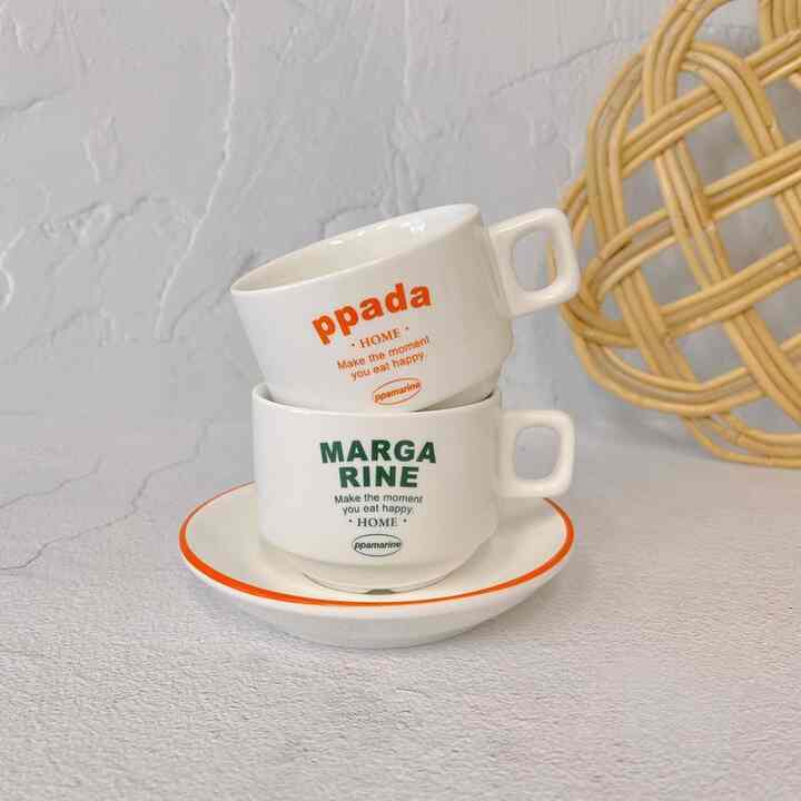 レトロ風 コーヒーカップ＆ソーサーセット［2色］