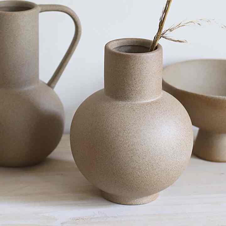 ムエン ブラウンサンド セラミック丸型花瓶
