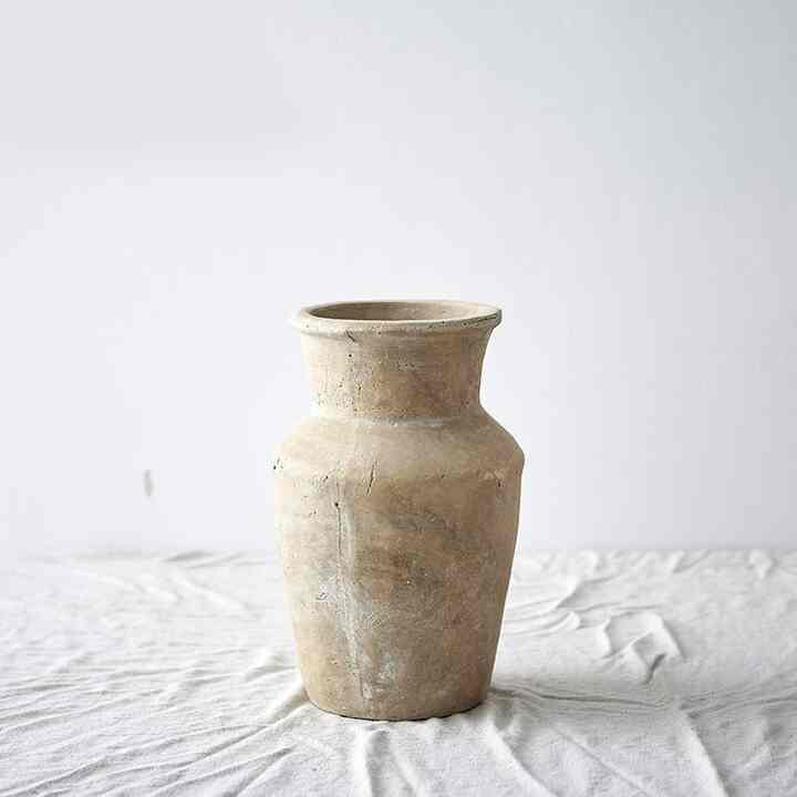 ポット型 ベージュ テラコッタ陶器花瓶