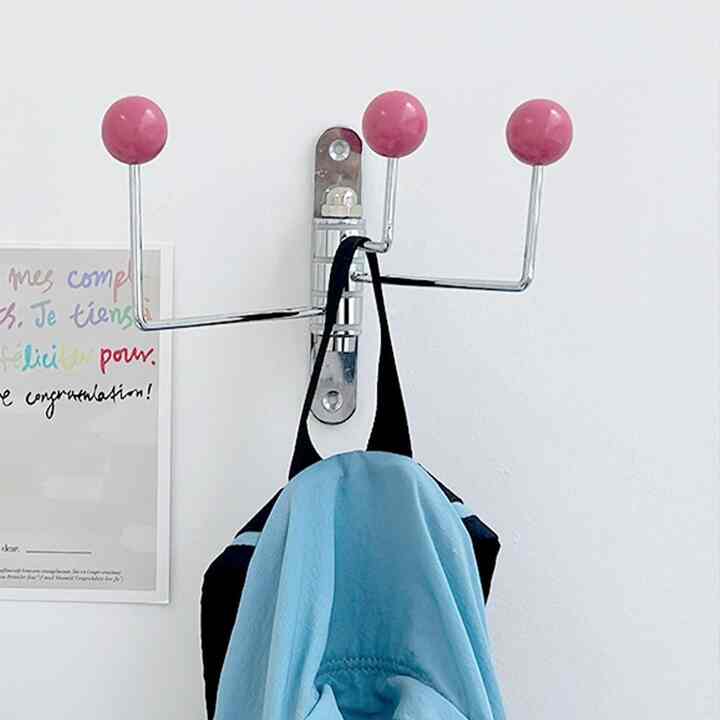 シュークリーム 回転式 3連壁掛けフック［7色］