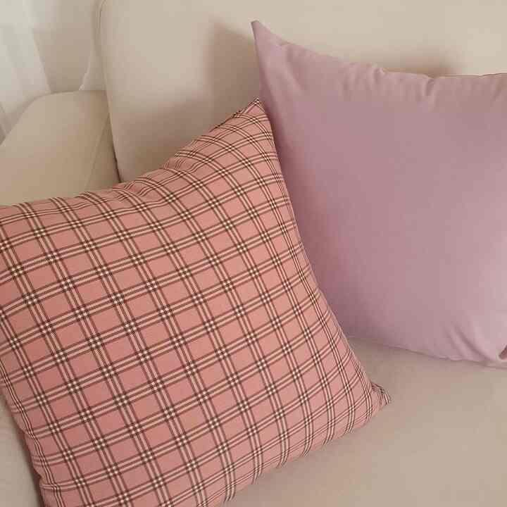 ティニ ピンク チェック クッションカバー［3サイズ］