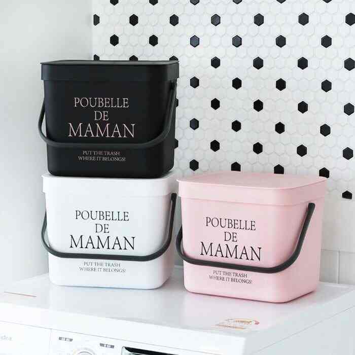 POUBELLE DE MAMAN 壁掛けゴミ箱  2点セット［3色・2サイズ］