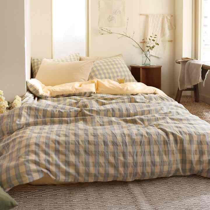 WASHING YELLOW CHECK 布団カバーセット［2サイズ］