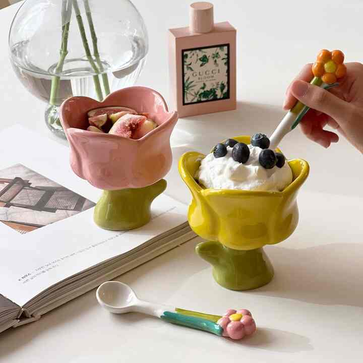 チューリップ デザートボウル＆スプーンセット［2色］