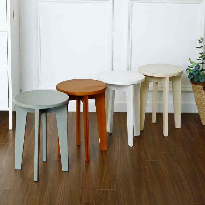 マホガニー ウッド 円形 スツール［4色］