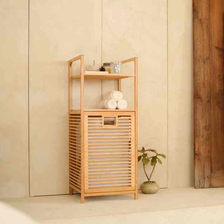 竹製スライド式収納キャビネット