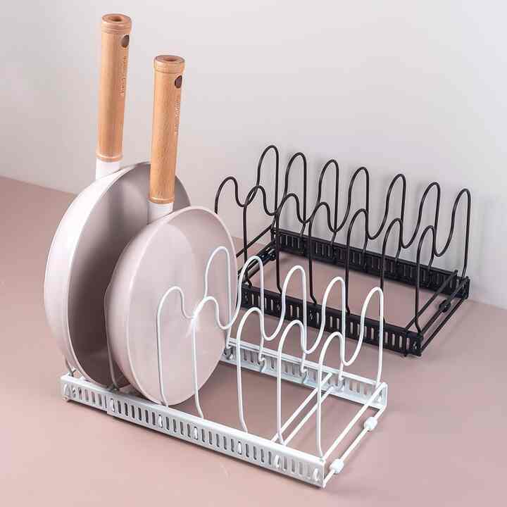フライパン・鍋ラック 幅調節可能［2色］