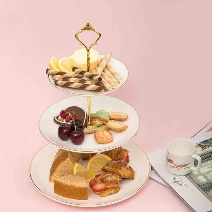 ゴールドライン 3段デザートトレイ