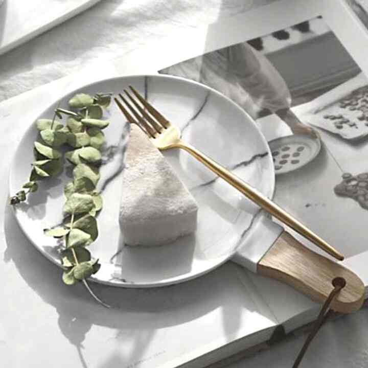 マーブル ウッドハンドル トレー［2サイズ］