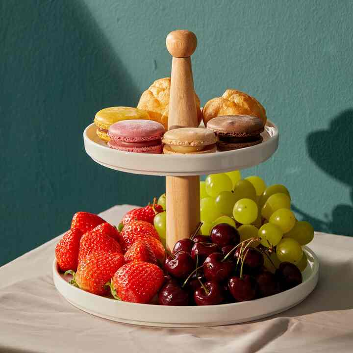 2段 ウッド スノー デザートプレート［2色］