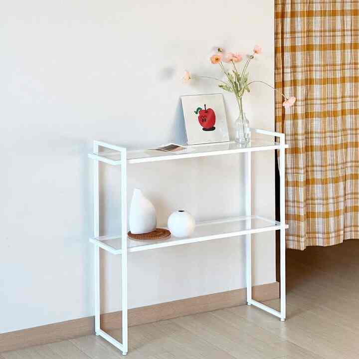 アクリル 鉄製 2段シェルフ［4色］