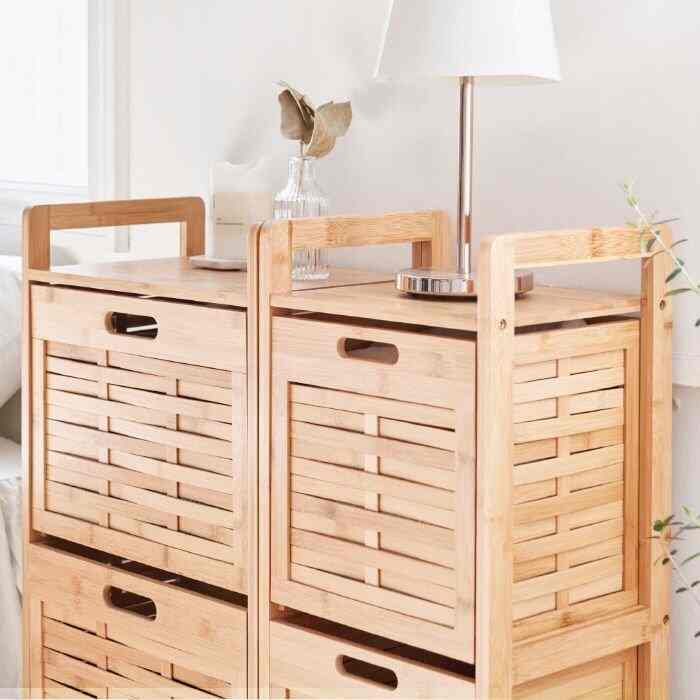 MORINOKI バンブー 2段 収納棚 スリム