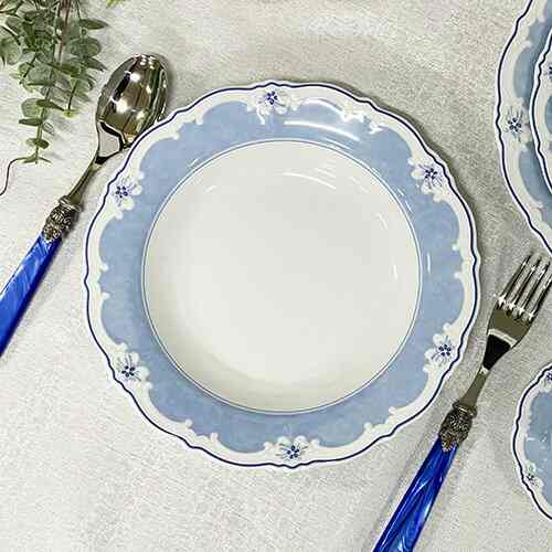 エステールブルー ソリッドリムプレート 深型 24cm［2色］
